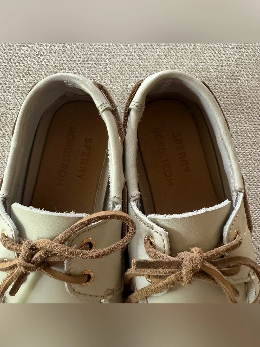 Sperry x Nordstrom Collection Boys Classic Boat Shoes Stone Leather Size 12
